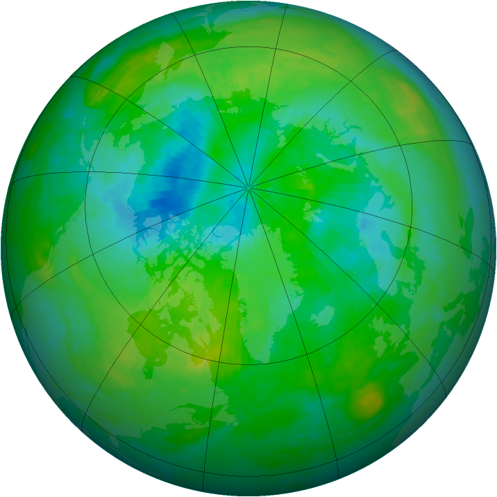 Arctic ozone map for 08 August 1994